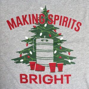 Men's Medium 38-40 Short Sleeve Making Spirits Bright Beer Keg Graphic Tee Shirt